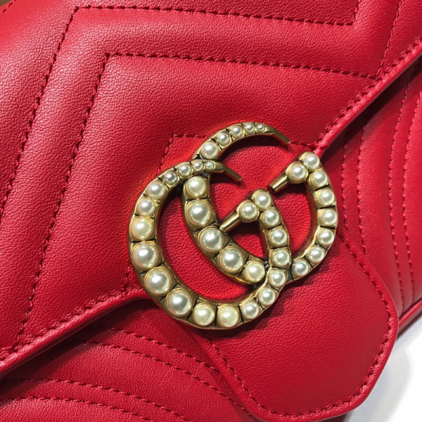 G*u*i gg marmont pearl chain belt bag