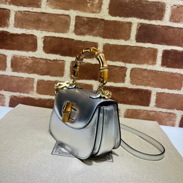 G*u*i mini top handle bag with bamboo