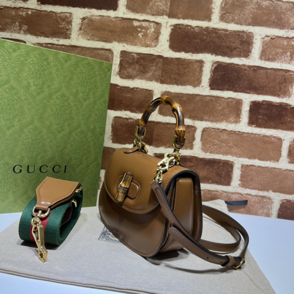 G*u*i mini top handle bag with bamboo