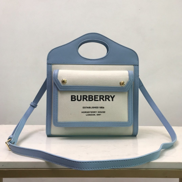 B**rry mini two-tone canvas and leather pocket bag