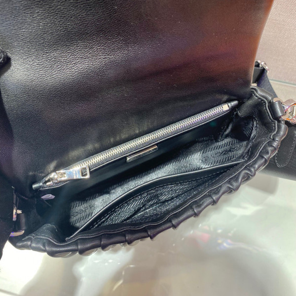 Pra*a gaufré nappa leather shoulder bag