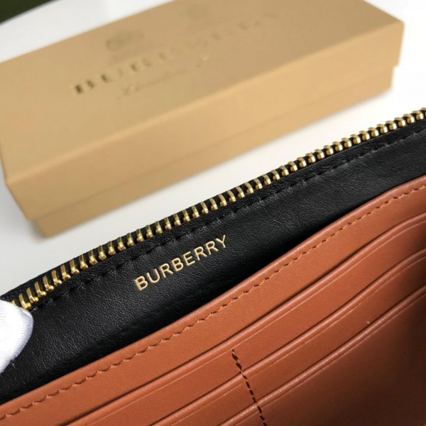 B**rry monogram stripe e-canvas and leather ziparound wallet