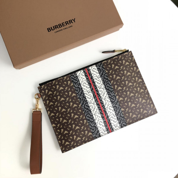 B**rry tmonogram stripe print e-canvas zip pouch