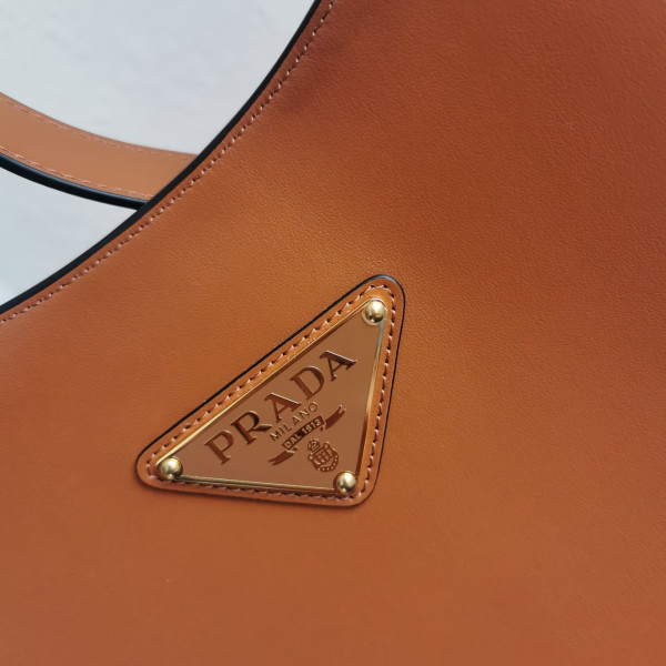 Pra*a large leather shoulder bag with topstitching