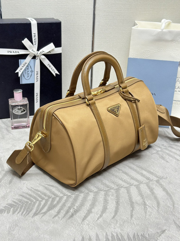 Pra*a re-nylon and saffiano leather top-handle bag